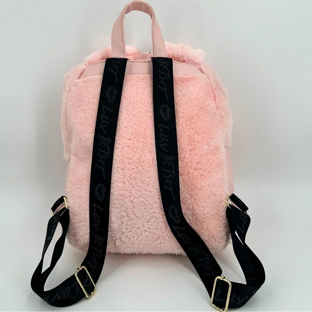 Luv Betsy by Betsy Johnson Pink Rainbow Bunny Hoodie Backpack Soft Plush